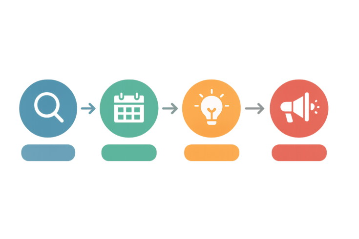 4 stages of marketing planning process diagram
