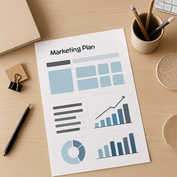 Marketing plan template free download preview showing professional layout